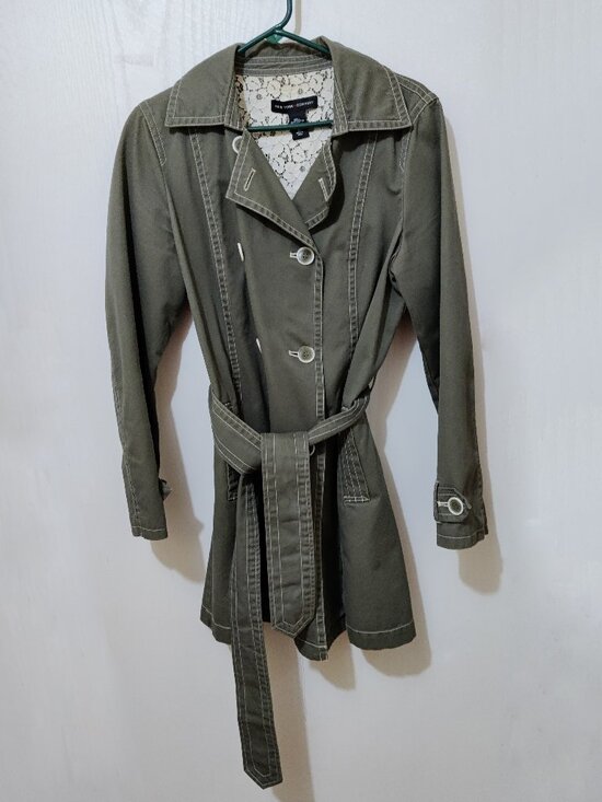 New York & Company Jackets & Blazers - New York & Company Women M Army Olive Green Double Breasted Coat Only Worn Twice